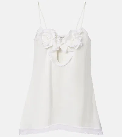 Magda Butrym Floral-appliqué Lace-trimmed Silk Satin Camisole In White