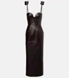 Magda Butrym Floral-appliqué Leather Bustier Dress In Brown