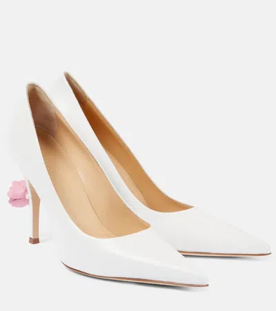 Magda Butrym Floral-appliqué Leather Pumps In White