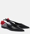 Magda Butrym Point Toe Leather Ballet Flats With Slingback Design In Black