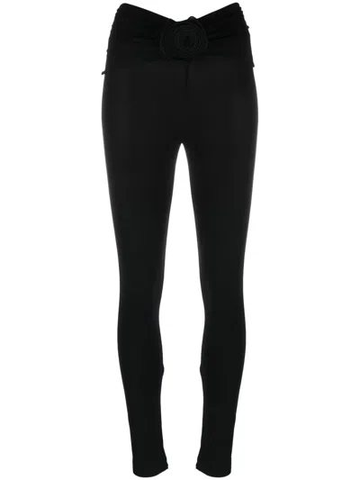 Magda Butrym Embellished Stretch-knit Skinny Pants In Black