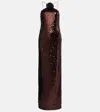 Magda Butrym Sequin Long Dress In Brown