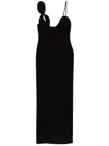 Magda Butrym Floral-appliqué Wool-blend Gown In Black