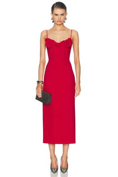 Magda Butrym Floral Applique Midi Dress In Red