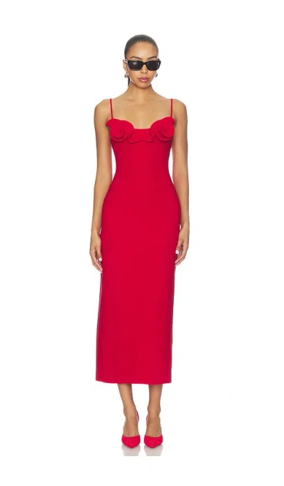 Magda Butrym Floral Applique Midi Dress In Red