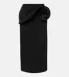 Magda Butrym Black Skirt With Ruched Rose Detail