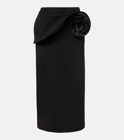 Magda Butrym Black Skirt With Ruched Rose Detail