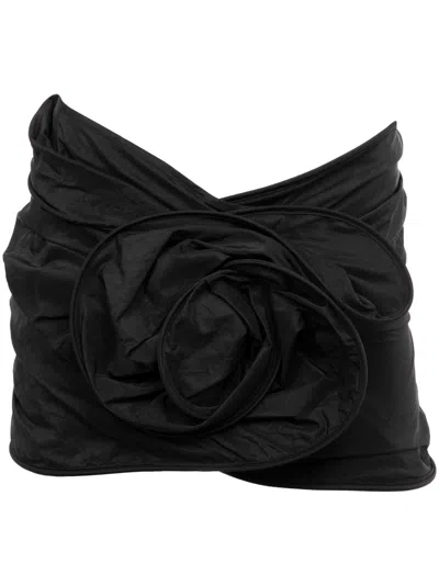 Magda Butrym Silk Mini Skirt With 3d In Black
