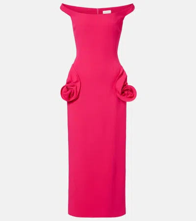 Magda Butrym Floral-appliqué Off-shoulder Cocktail Dress In Animal Print