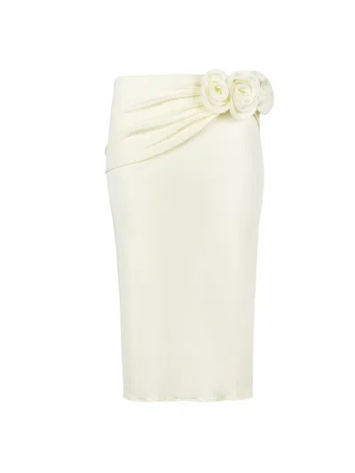 Magda Butrym Floral-appliqué Pencil Skirt In White