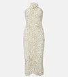 Magda Butrym Floral-appliqué Polka-dot Maxi Dress In Neutral