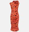 Magda Butrym Floral-appliqué Printed Midi Dress In Red Floral Print