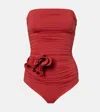 Magda Butrym Floral-appliqué Ruched Swimsuit