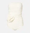 Magda Butrym Rosette Ruched One-piece Swim Suit In White
