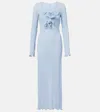 Magda Butrym Floral-appliqué Ruffled Maxi Dress In Blue