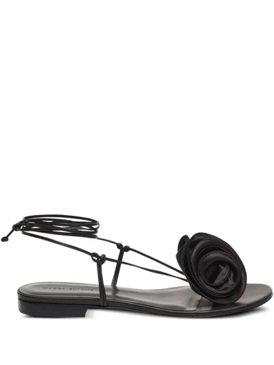 Magda Butrym Floral Embellished Flat Sandals In Black