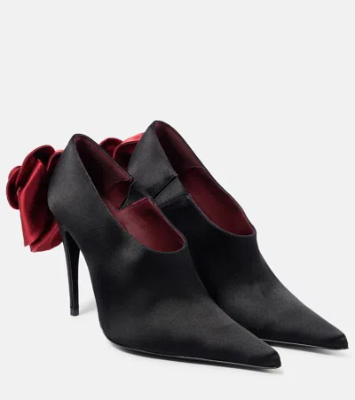 Magda Butrym Floral-appliqué Satin Pumps In Black