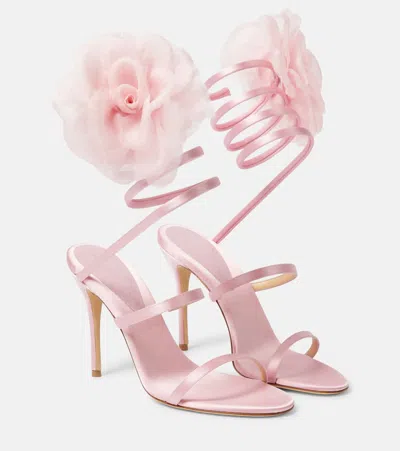 Magda Butrym Floral-appliqué Satin Sandals In Pink