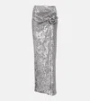 Magda Butrym Floral-appliqué Sequined Maxi Skirt In Silver