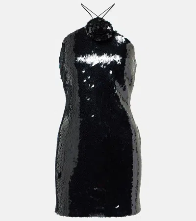 MAGDA BUTRYM FLORAL-APPLIQUÉ SEQUINED MINIDRESS