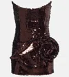 Magda Butrym Floral-appliqué Sequined Minidress In Brown