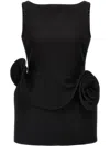Magda Butrym Waist-fitted Floral Embellished Scoop Back Dress In Black