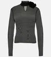 Magda Butrym Floral-appliqué Sheer Silk Blouse In Black