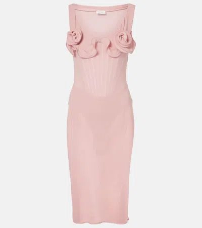MAGDA BUTRYM FLORAL-APPLIQUÉ SILK-BLEND BUSTIER DRESS