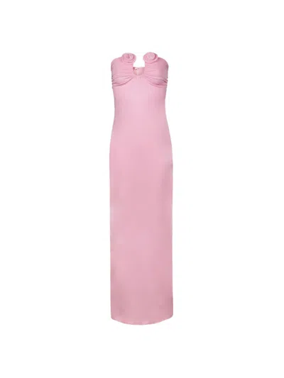 Magda Butrym Floral Appliqué Strapless Maxi Dress In Bubblegum Pink For Women