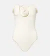 Magda Butrym Floral-appliqué Strapless Swimsuit In White