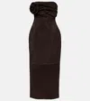 Magda Butrym Floral-appliqué Suede Midi Dress In Brown