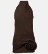 Magda Butrym Floral-appliqué Suede Minidress In Brown