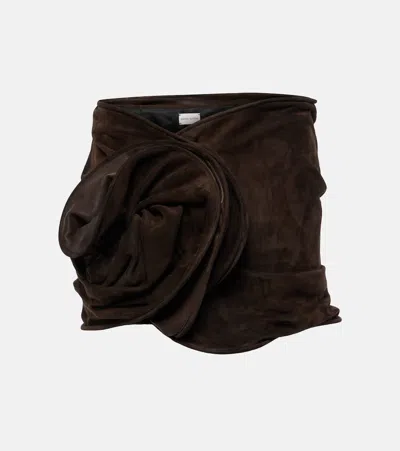 Magda Butrym Floral-appliqué Suede Miniskirt In Brown