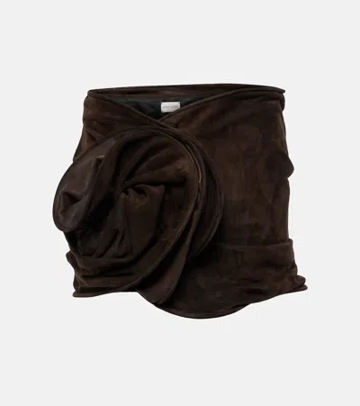 Magda Butrym Floral-appliqué Suede Miniskirt In Black