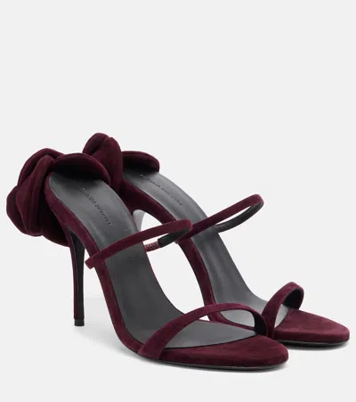 Magda Butrym Floral-appliqué Suede Mules In Burgundy