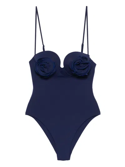 Magda Butrym Floral-appliqué Swimsuit In Blue