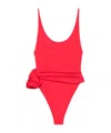 Magda Butrym Floral-appliqué Swimsuit In Red