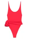 Magda Butrym Floral-appliqué Swimsuit In Red