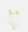 Magda Butrym 3d Flower Retro Bustier Swimsuit In White