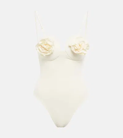 MAGDA BUTRYM FLORAL APPLIQUÉ SWIMSUIT