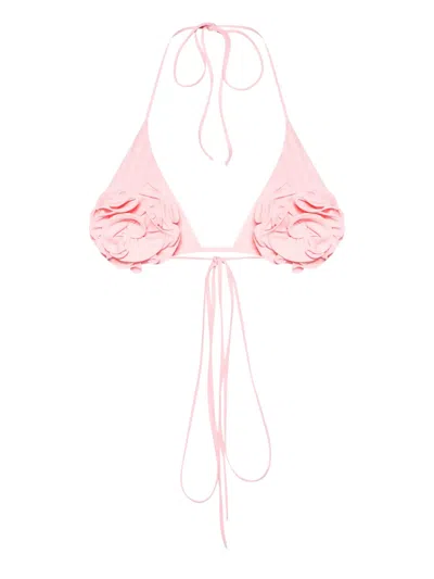 Magda Butrym Floral-appliqué Triangle Bikini Top In Pink