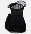 Magda Butrym Ruffled Silk Organza Corset Mini Dress In Black
