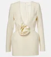 Magda Butrym Floral-appliqué Wool-blend Minidress In Beige