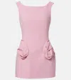 Magda Butrym Floral-appliqué Wool-blend Minidress In Pink