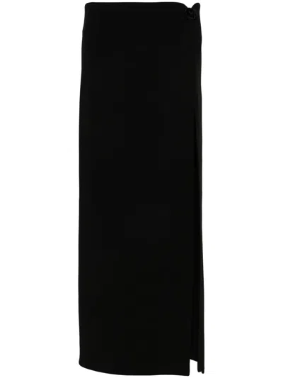 Magda Butrym Floral-appliqué Wool-blend Skirt In Black