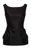 Magda Butrym Floral Appliqued Cotton Top In Black