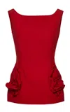 Magda Butrym Floral Appliqued Cotton Top In Red