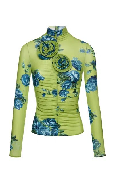 Magda Butrym Floral Appliqued Top In Green