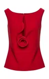 Magda Butrym Floral Appliqued Top In Red