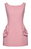 Magda Butrym Floral Appliqued Wool Mini Dress In Pink